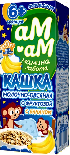 Ам-Ам Кашка готовая молочная Овсяная с Бананом 200мл с фруктозой т/пак