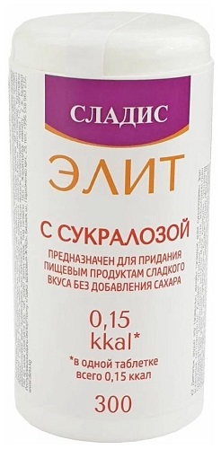 Сладис Элит с Сукралозой Подсластитель №300таб 18,6г доз.круг