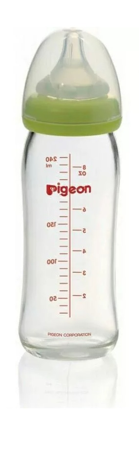 Бутылочка Стеклянная PIGEON 240мл ш/г Соска Силиконовая 3м+