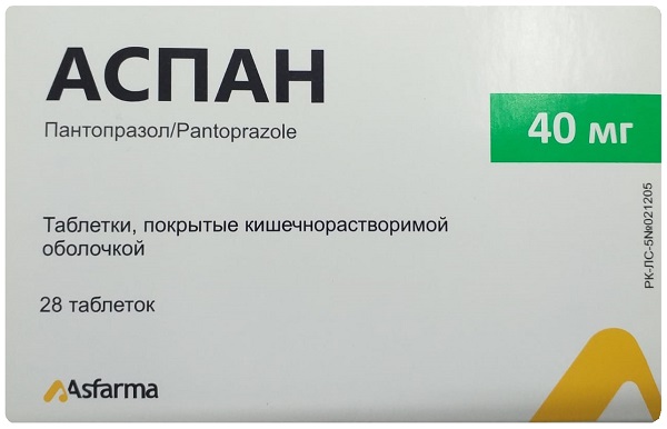Аспан табл. 40 мг №28 ( пантопразол ) (Упаковка)