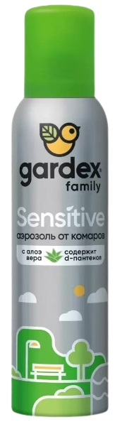 Репеллент Аэрозоль от комаров Sensetive 150 мл GARDEX Family