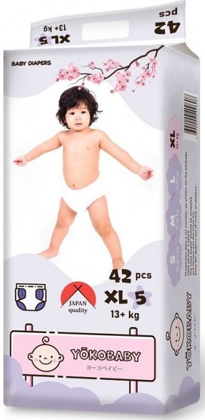 Подгузники для детей YOKOBABY baby diaper XL5 (12-17 кг) 42шт