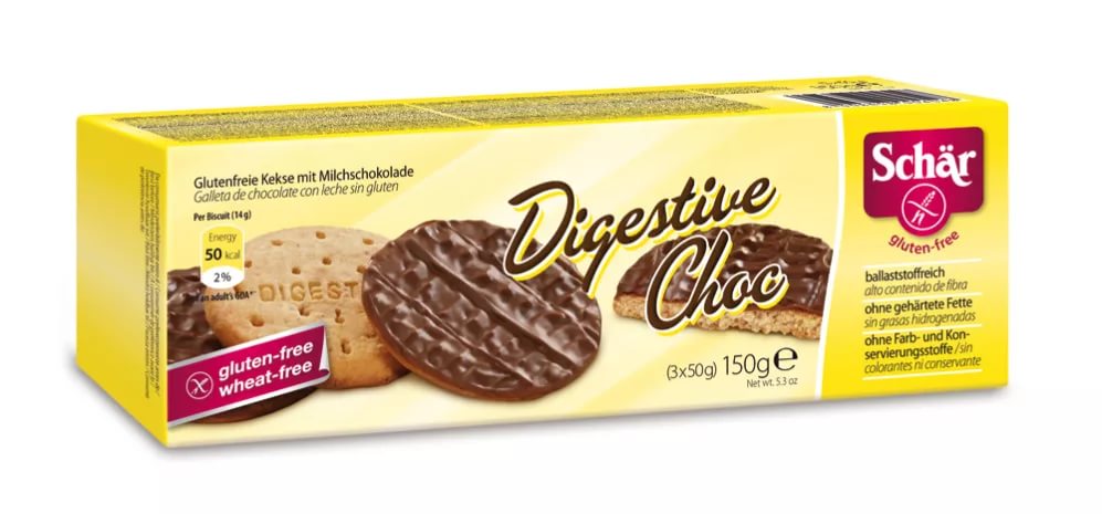 Dr.Schar Digestive Choc 150 г Печенье с молочным шоколадом без глютена 