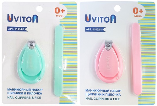 Маникюрный набор детский  UVITON арт.0149/02 Мятный книпсер + пилочка
