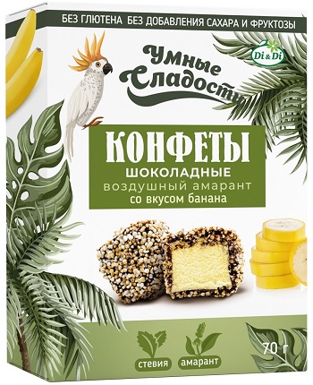 Di&Di Умные сладости Конфеты шоколадные 75г Банан