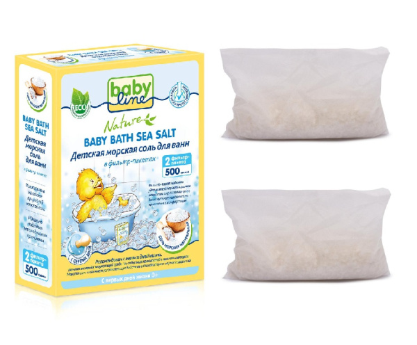 BABY LINE Детская морская соль для ванн с чередой 0М+ 500г(2х250г)