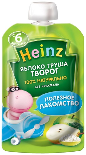 Хайнц Пюре Яблоко груша творог 90г