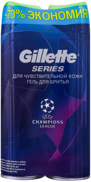 GILLETTE гель для бритья Series Алоэ 2*250 мл для чувствительной кожи 81717439