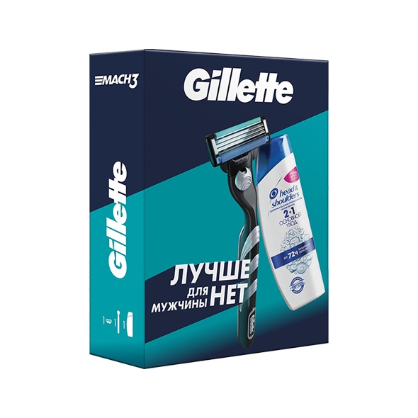 Подарочный набор GILLETTE  Mach3 с 1 кассетой+Шампунь