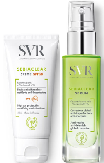SVR Sebiaclear набор 30 мл сыворотка + 50 мл крем SPF50+
