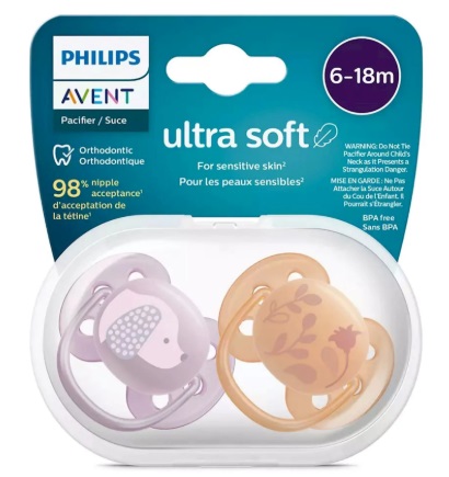 Соска-Пустышка Силиконовая AVENT 6-18м (2шт) SCF091/18 Ultra Soft Girl 