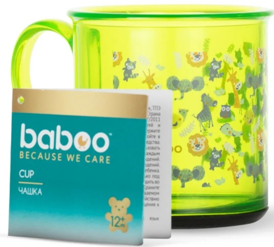 BABOO Чашка Safari с антискользящим дном 12м+ зеленый 170 мл