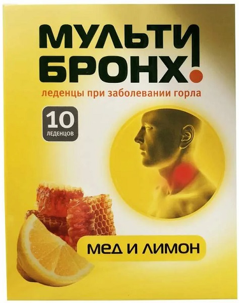 Мульти Бронх пастилки №10 Мед с Лимоном без сахара