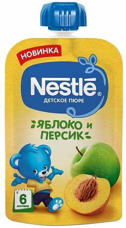 Nestle Пюре Яблоко Персик 90г пауч