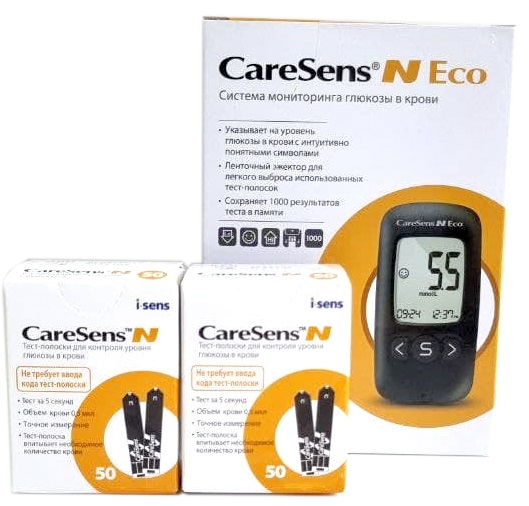 Набор Глюкометр CARESENS N ECO + 2 тест полоски