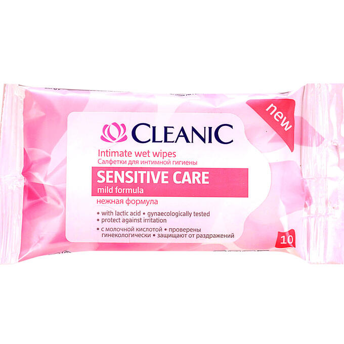 Влажные салфетки для интимной гигиены CLEANIC Sensitive Care 10шт