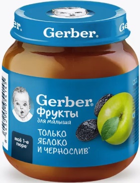 Гербер Пюре Яблоко чернослив 125г с 6 мес