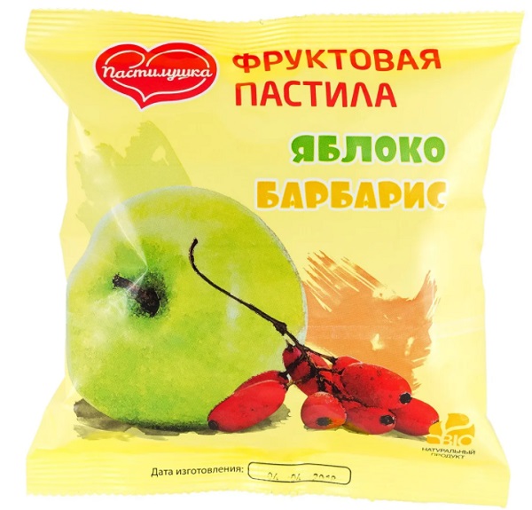 Пастила натуральная фруктовая Яблоко Барбарис 200 гр Пастилушка