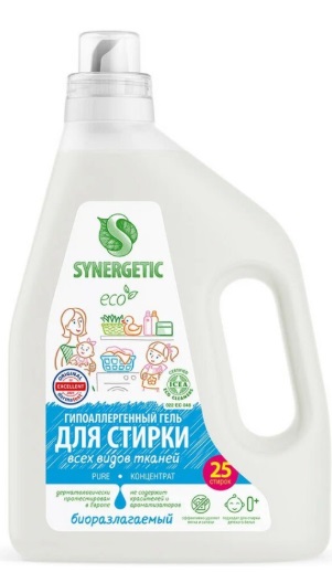 SYNERGETIC Биоразлагаемый гель для стирки PURE без запаха универсальный 1,5л