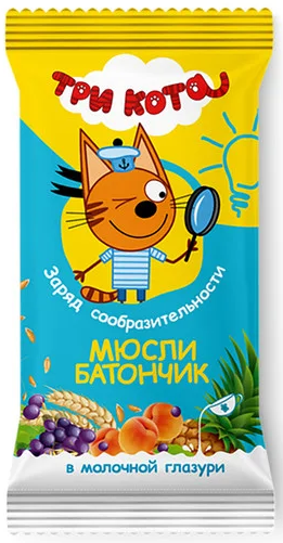 Три кота Заряд сообразительности Батончик Мюсли 40г в молочной глазури