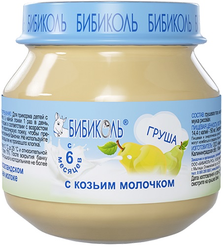 Бибиколь Пюре Груша с козьим молочком 80г с 6 мес.