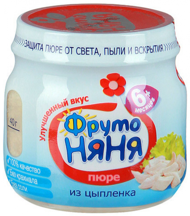 ФрутоНяня Пюре Цыпленок 80г с 6мес.