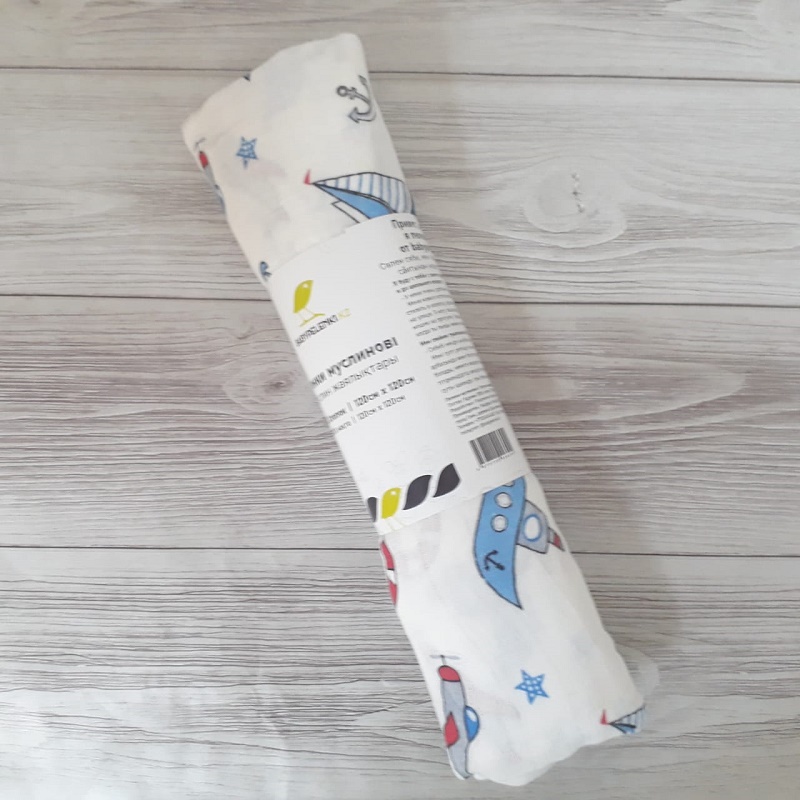 Пеленка детская Муслиновая BABYPELENKI 120*120 см Отважный Капитан
