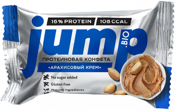 Конфета протеиновая Jumpbio с орех.нач. Арахисовый крем 30г