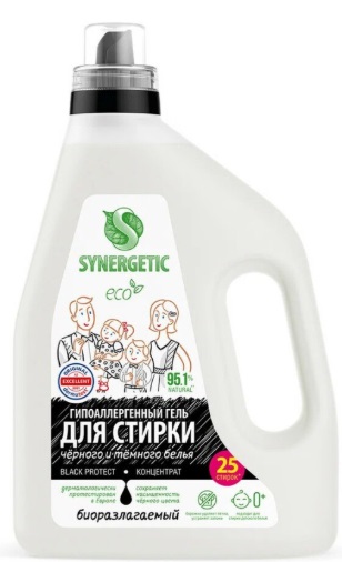SYNERGETIC Биоразлагаемый гель для стирки BLACK PROTECT для темного и черного белья 1,5л