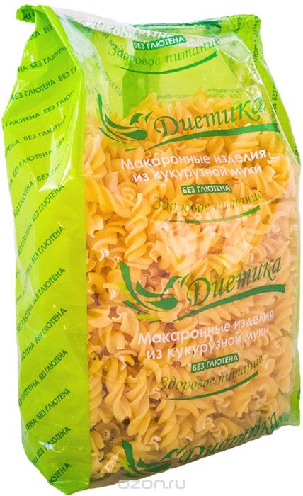 Диетика Макаронные изделия из кукурузной муки без глютена Спираль 300г