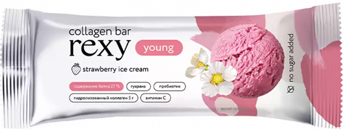 Collagen Bar Rexy Протеиновый батончик 35г Клубничное мороженое б/сах