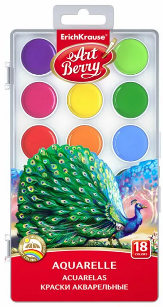 Краски акварельные 18 цветов с УФ защитой Art Berry