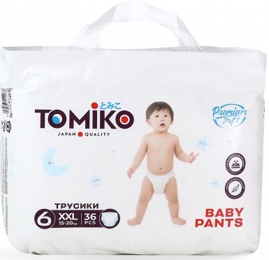 Трусики-подгузники для детей TOMIKO р.XXL ( 15-20 кг ) 36 шт