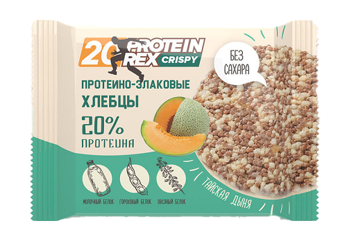 Protein Rex 20% Crispy Протеино- злаковые хлебцы без сахара 55г Тайская дыня
