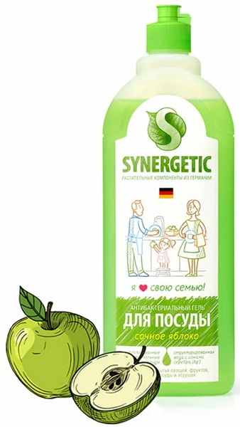 SYNERGETIC Гель для мытья детской посуды Яблоко 500 мл