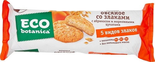 Eco botanica Печенье Овсяно со злаками 280г с абрикосом и морковными цукатами  
