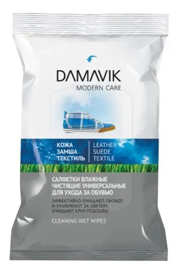 Влажные салфетки для обуви DAMAVIK 15шт
