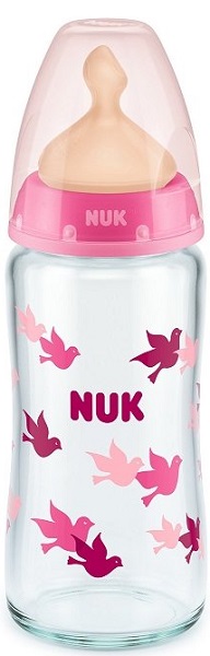 Бутылочка Стеклянная NUK 240 мл арт.10745122 Соска Латексная 1м+ 