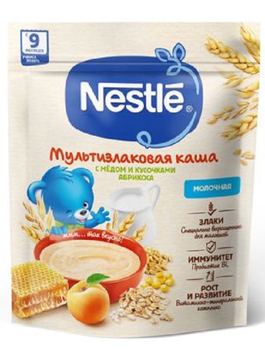 Nestle Каша молочная Мультизлак 200г Мед кусочки абрикоса с 9мес.