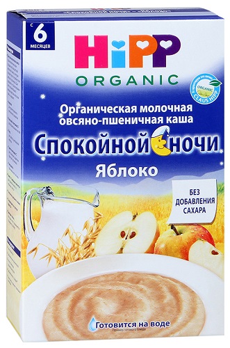 Хипп Каша молочная Овсяно-пшеничная с яблоком 250г Спокойной ночи с 6мес.