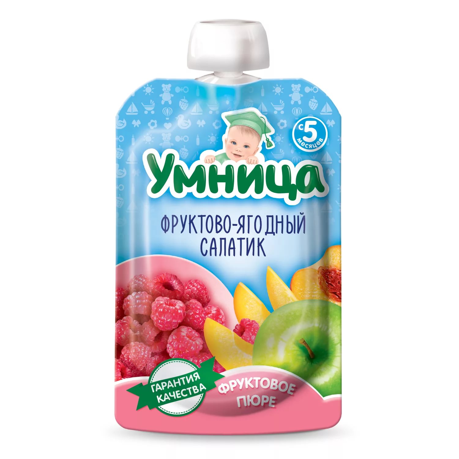 Умница пюре фруктово- ягодный салатик 100г Пауч