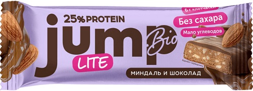 Батончик глазированный JUMPBIO LITE 40гр Миндаль-Шоколад