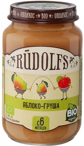 Rudolfs Пюре Яблоко-груша 190г ст/б