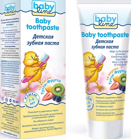 Зубная паста BABY LINE Тутти-Фрутти 75мл 2-6лет