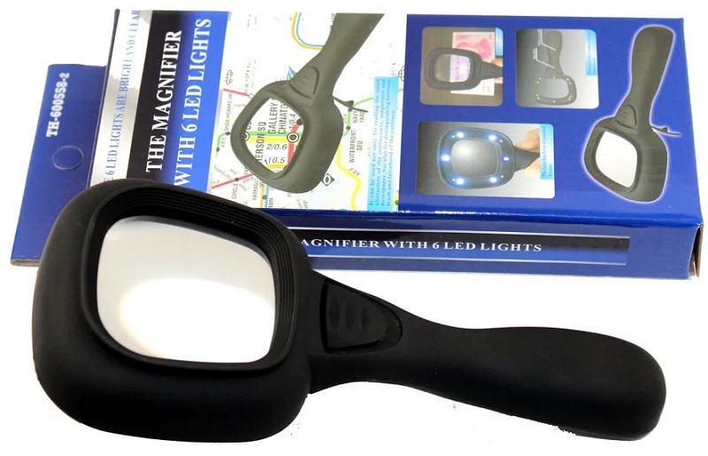 Лупа ракетка с подсветкой MAGNIFIER TH600558 ( 8,5*20*3 ) КазМИ ОПТИКС
