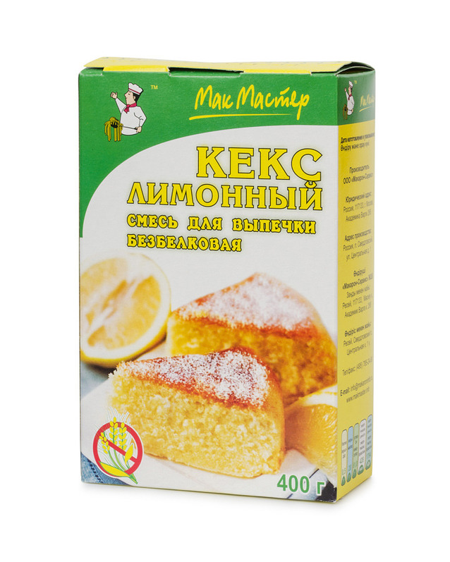 Мак Мастер Кекслимонный  Смесь для выпечки безбелковая 400,0