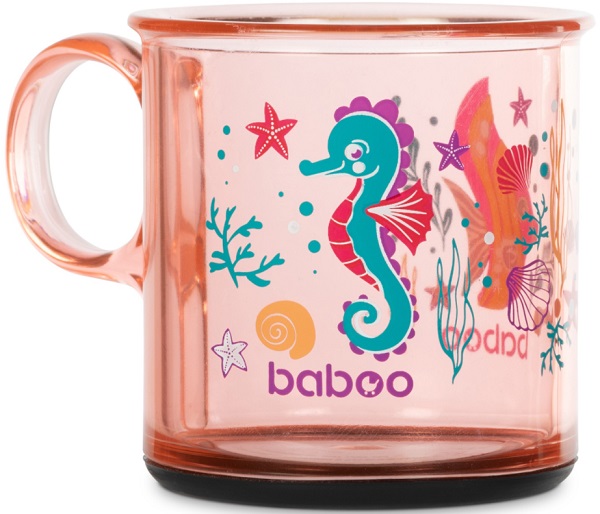 BABOO Чашка Safari с антискользящим дном 12м+ розовый 170 мл
