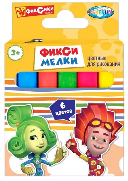 Мелки цветные 6 цветов Фиксики CENTRUM 86433
