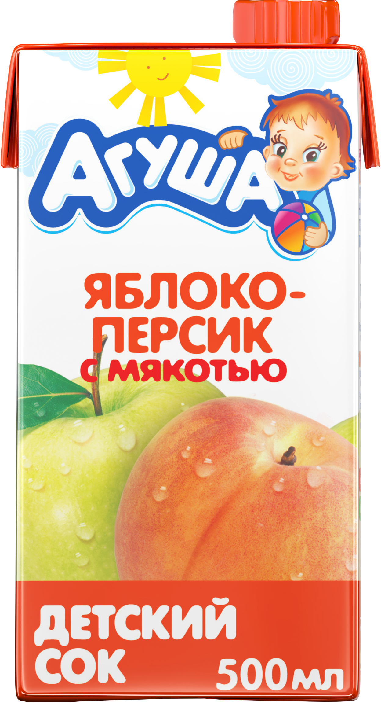 Агуша Сок Яблоко персик с мякотью 0,5л