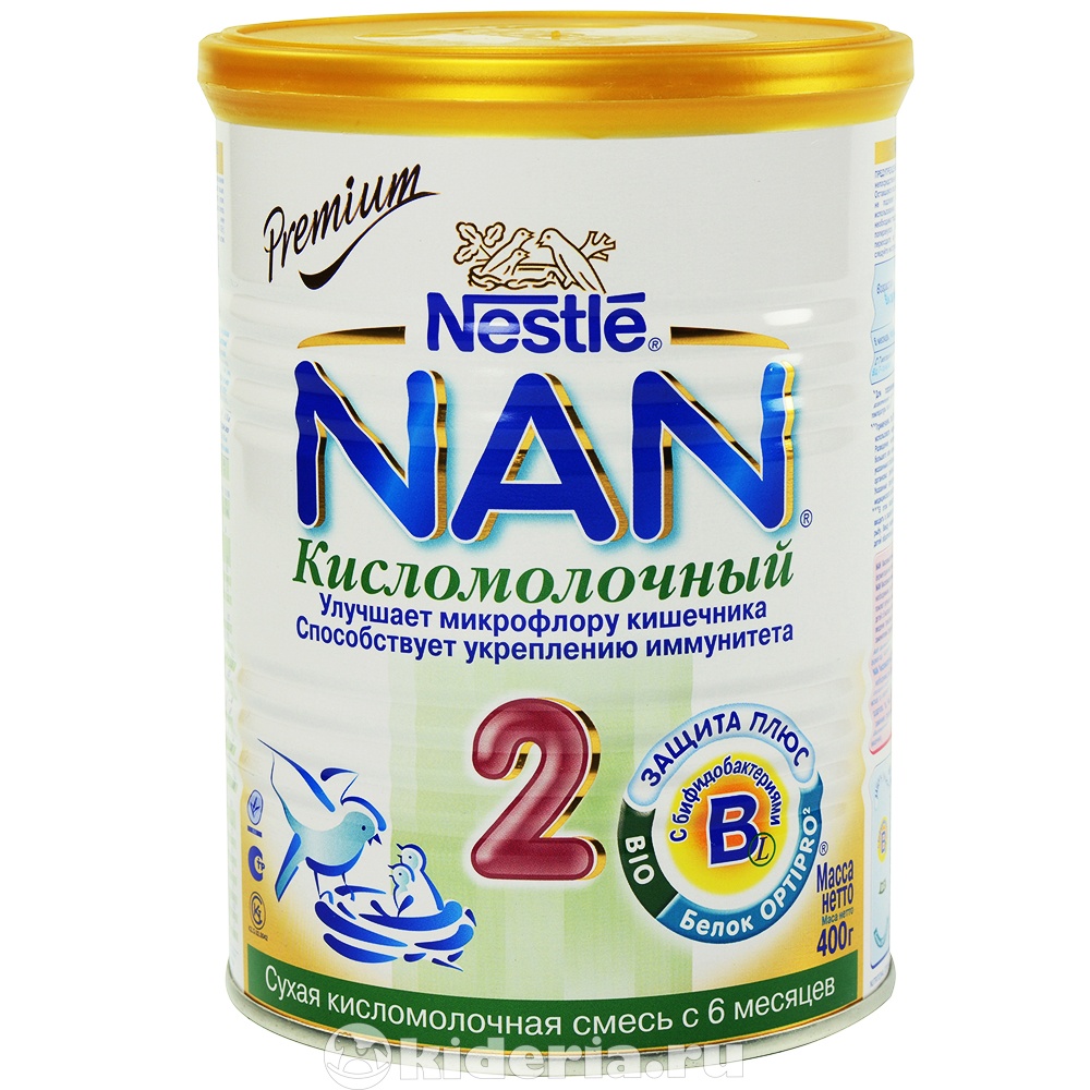NAN Кисломолочный 2 400г Смесь сухая кисломолочная с 6 месяцев.